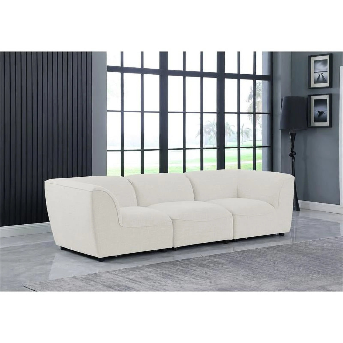 Cream Linen Textured Modular Sofa U647500