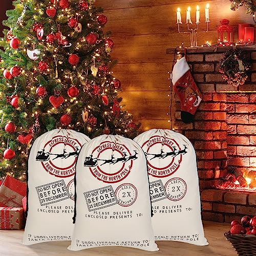 6 Pack Cotton Canvas Gift Bags With Drawstrings F81976