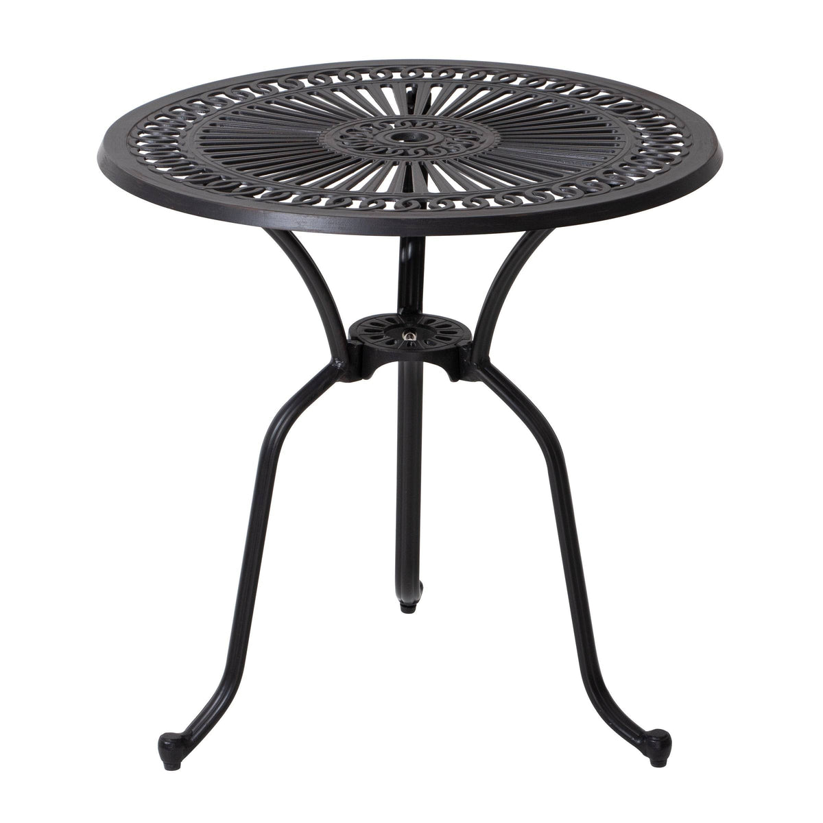 Cast Aluminum Round Patio Bistro Table with Umbrella Hole Y727