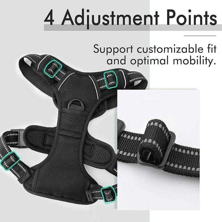 Adjustable Padded Dog Harness with 2 Leash Clips R957