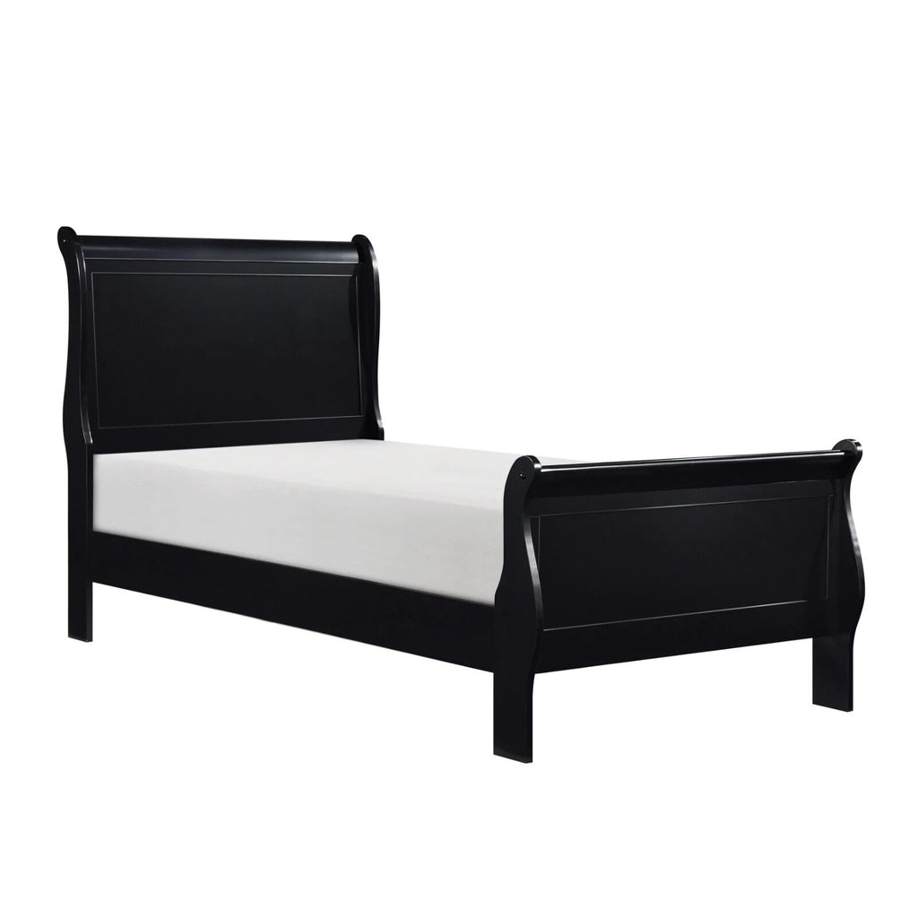 Twin Bed Nightstand Dresser Mirror 4pc Set Black V609