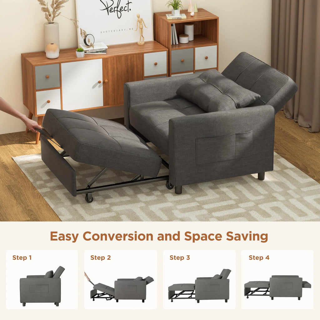 Light Gray Convertible Sofa Bed U378769