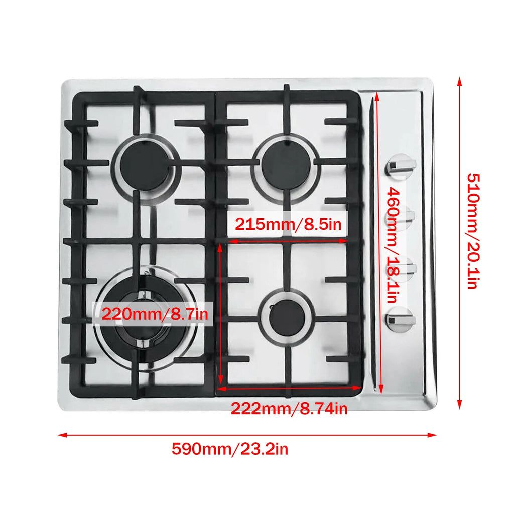 Stainless Steel 4-Burner Built-In Gas Cooktop F500