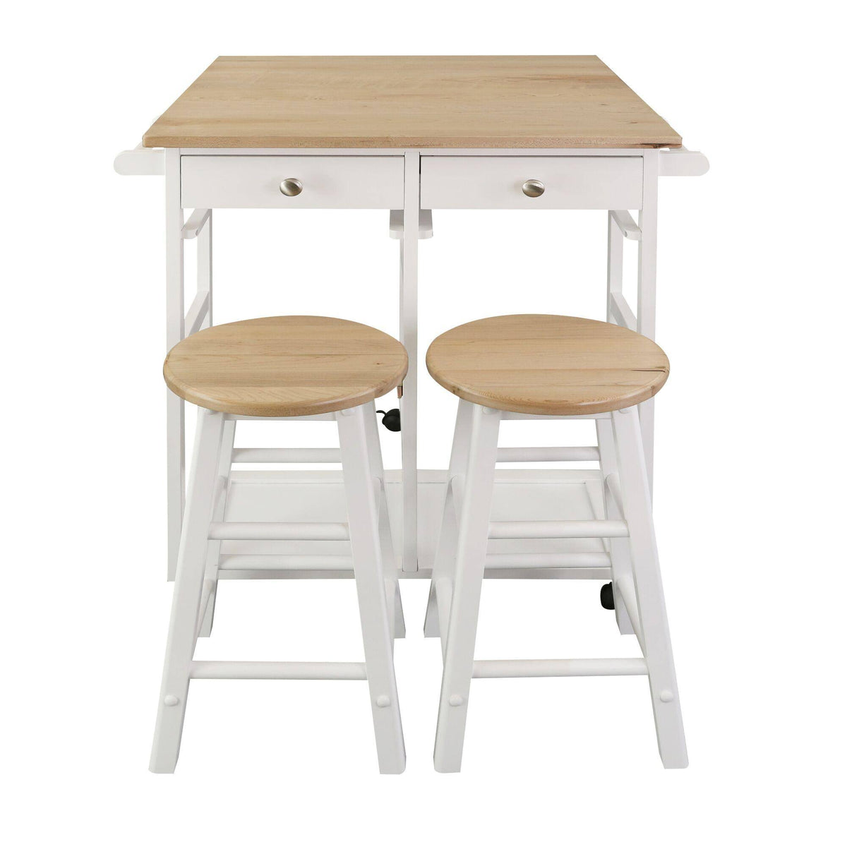 White Square Breakfast Cart with Drop-Leaf Table H973696