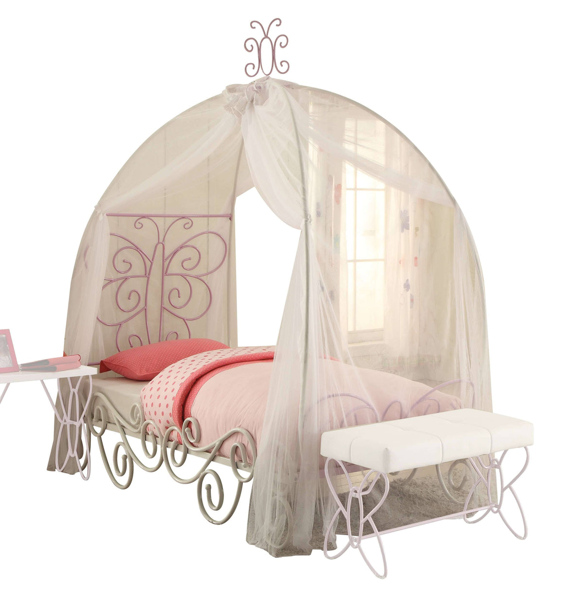 White Light Purple Full Canopy Bed J63120