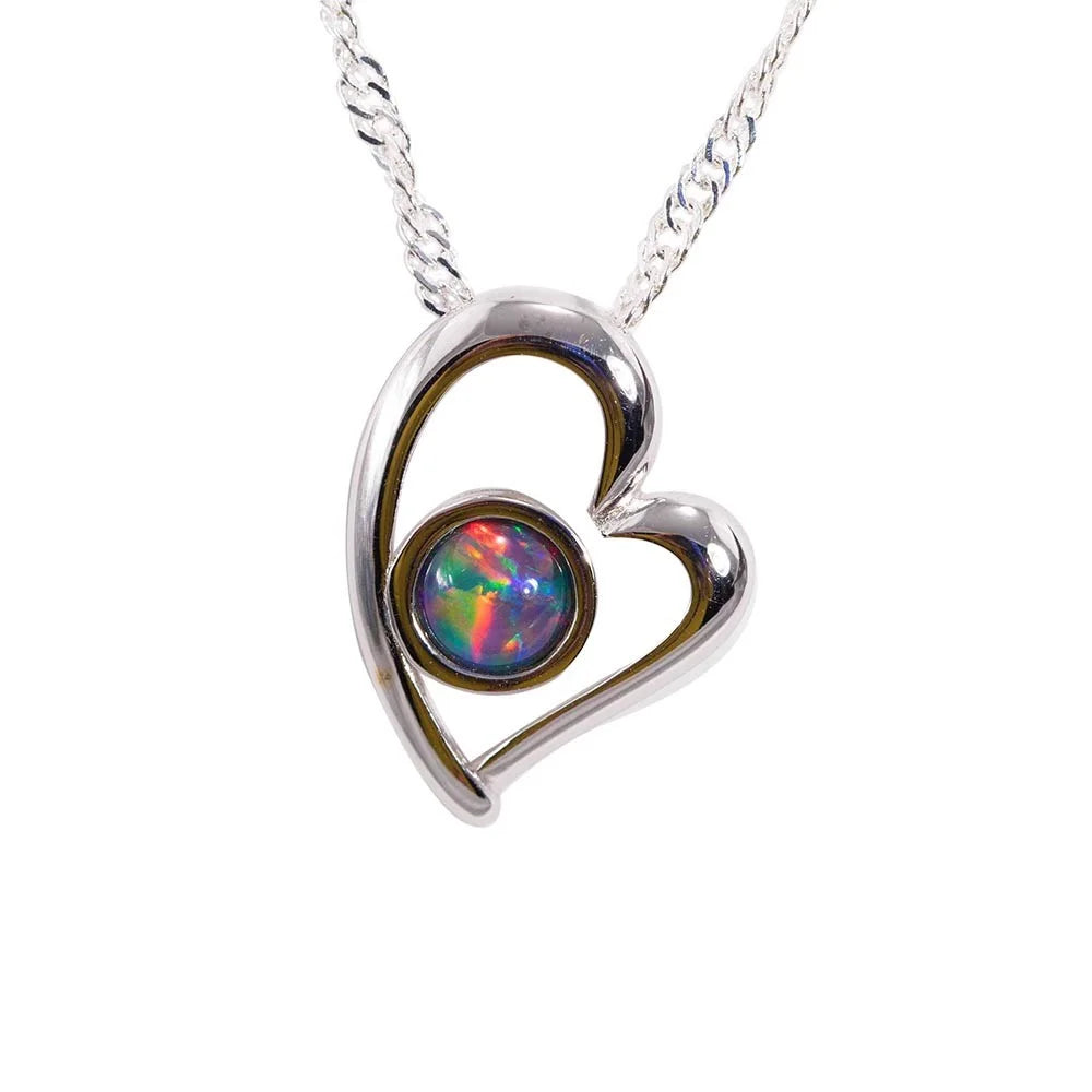 Sterling Silver Australian Black Opal Necklace C666007