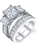 Sterling Silver Cubic Zirconia Engagement Ring Set Size 7 C140883