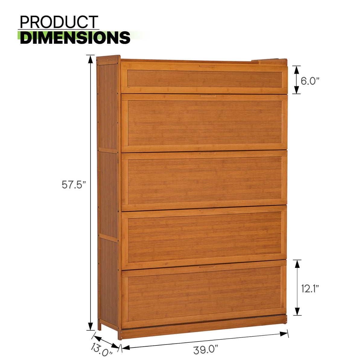 Bamboo 9 Tier Shoe Organizer Cabinet with Door O284885