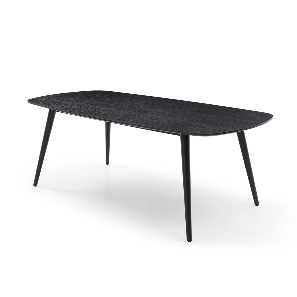 Rectangular Dining Table Black Oak Finished Ash Veneer Top 8 Persons H479