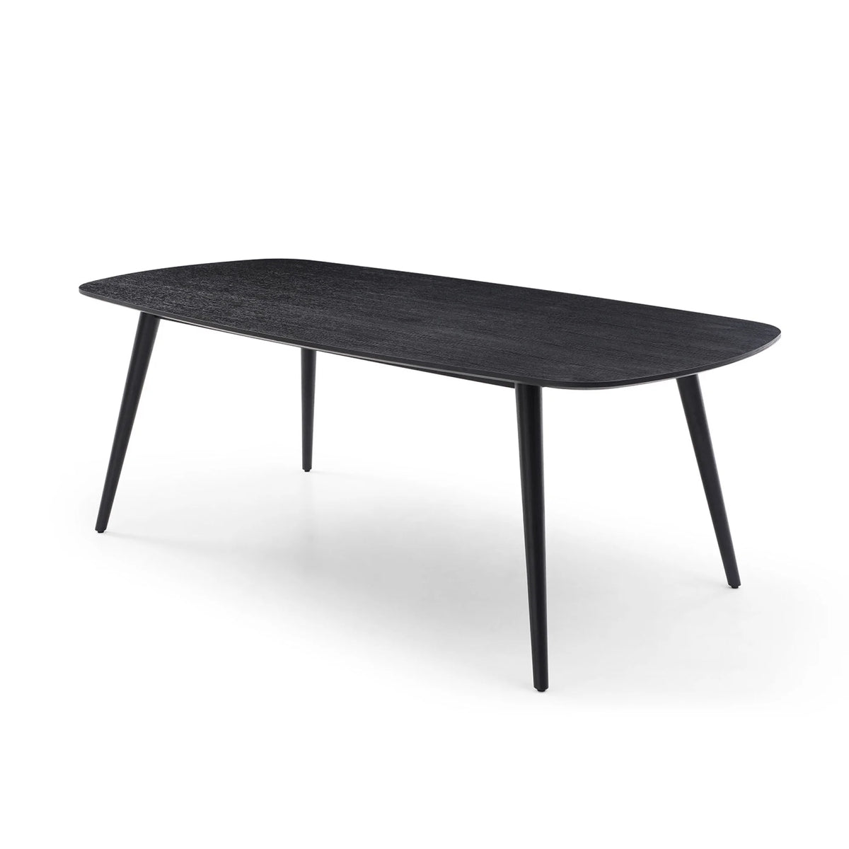 Rectangular Dining Table Black Oak Finished Ash Veneer Top 8 Persons H479