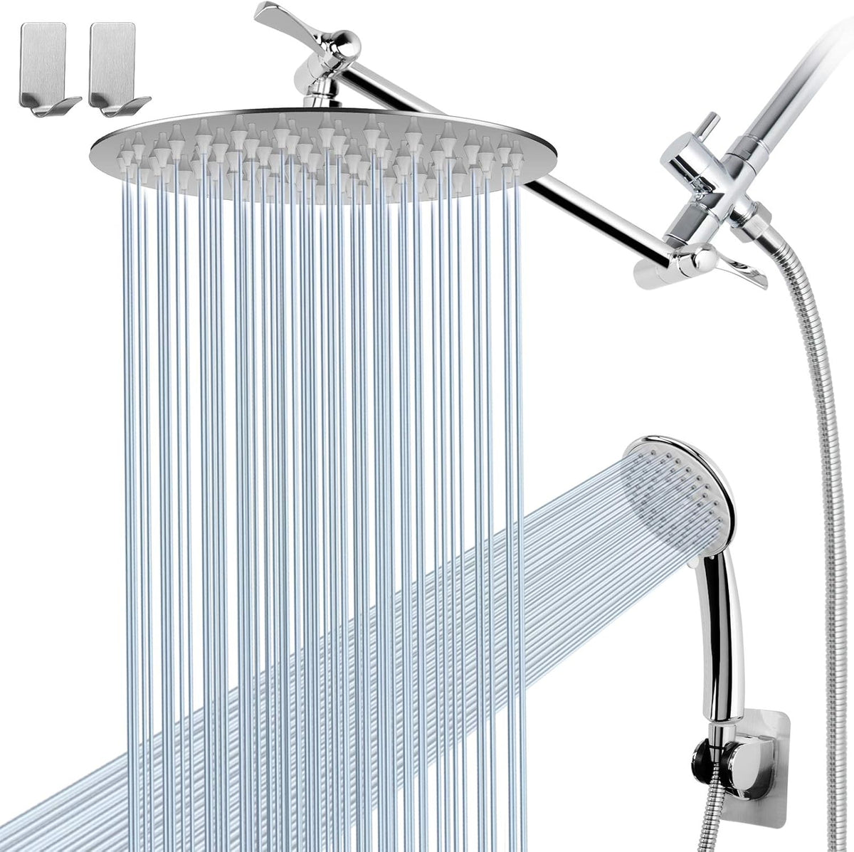 8" Rain Shower Head with Handheld Spray, Chrome, Pack of 2 H168842