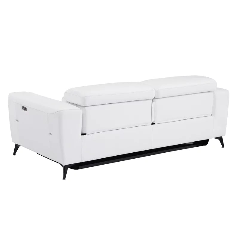 White Italian Leather Power Recliner Sofa T553