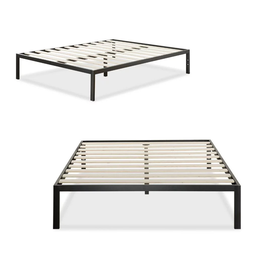Queen Metal Bed Frame with Wooden Slat Support T3863