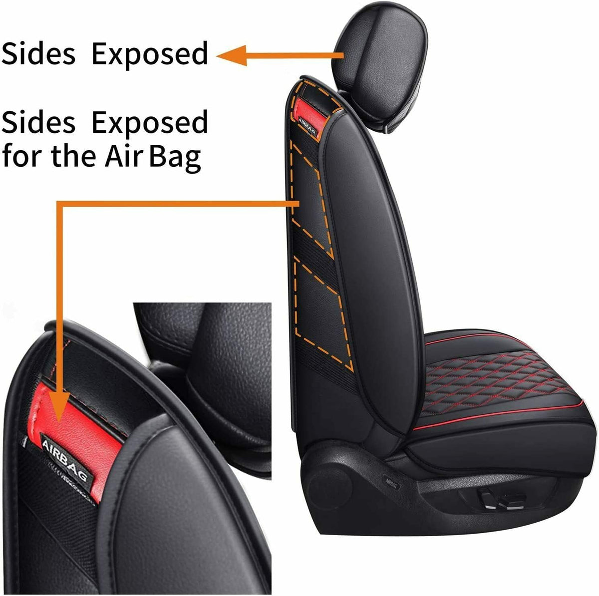 Black Waterproof Leather Car Seat Covers Full Set E5193