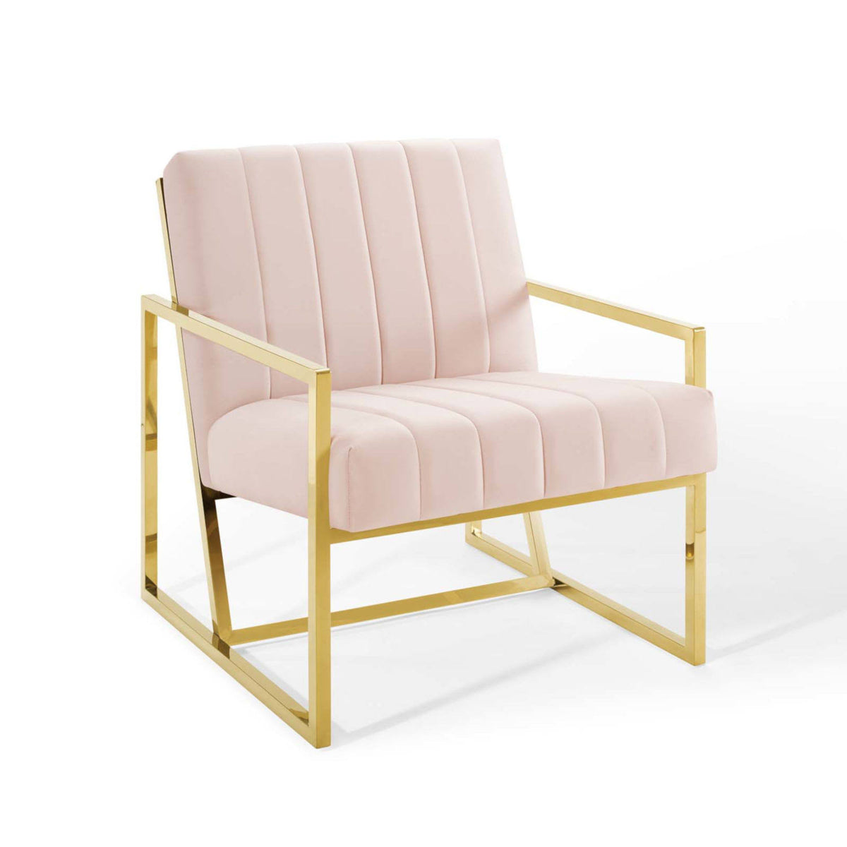 Pink Tufted Performance Velvet Armchair H61313
