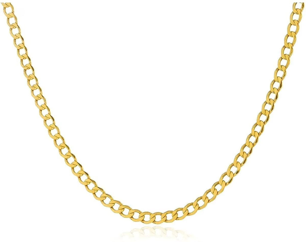 14K Solid Yellow Gold Cuban Chain Necklace Z389059