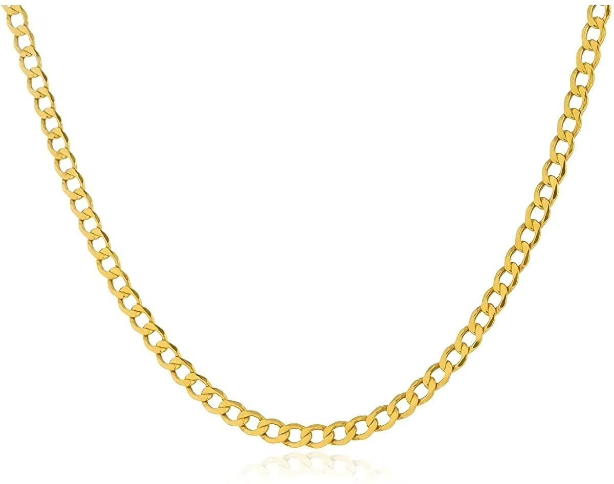 14K Solid Yellow Gold Cuban Chain Necklace Z389059