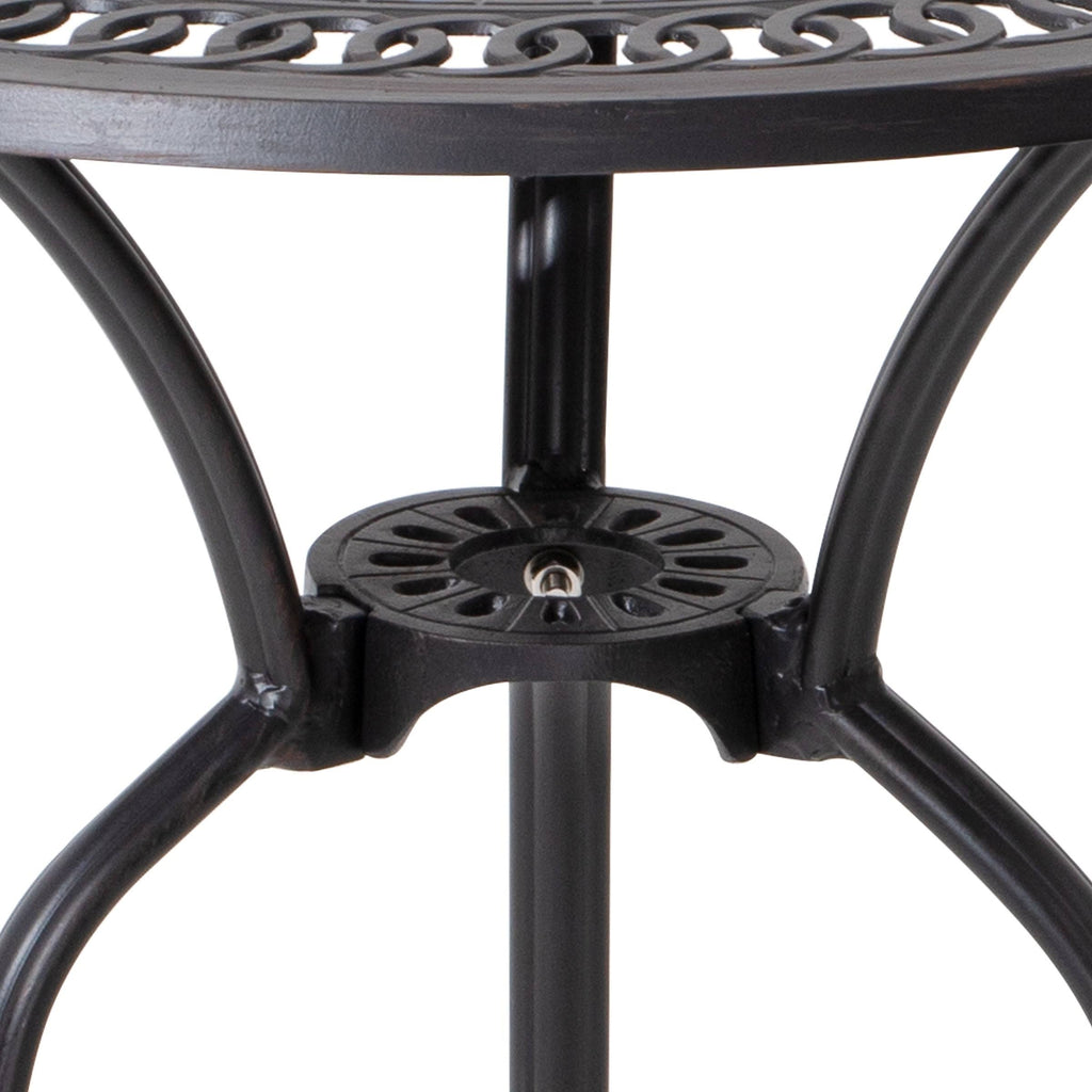 Cast Aluminum Round Patio Bistro Table with Umbrella Hole Y727