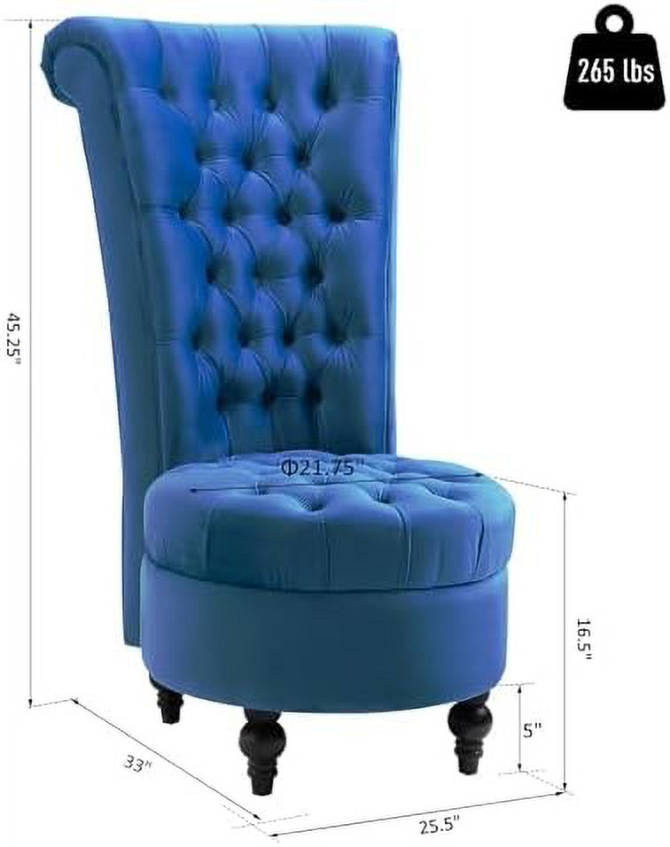 Cream White High Back Armless Chair with Rubberwood Legs J651419