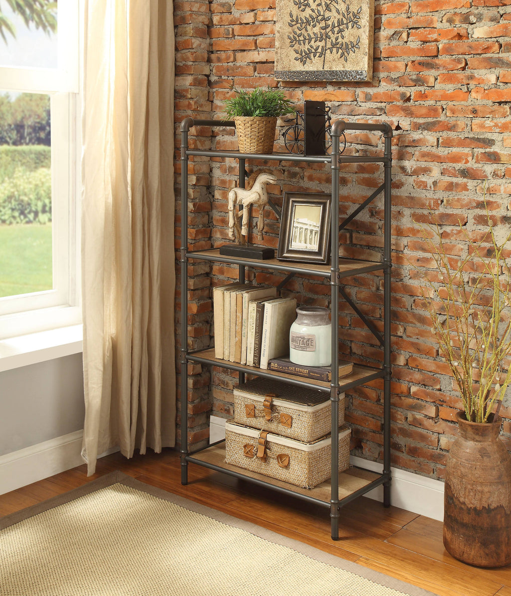 4 Shelf Bookcase, Sandy Gray/Oak I70874