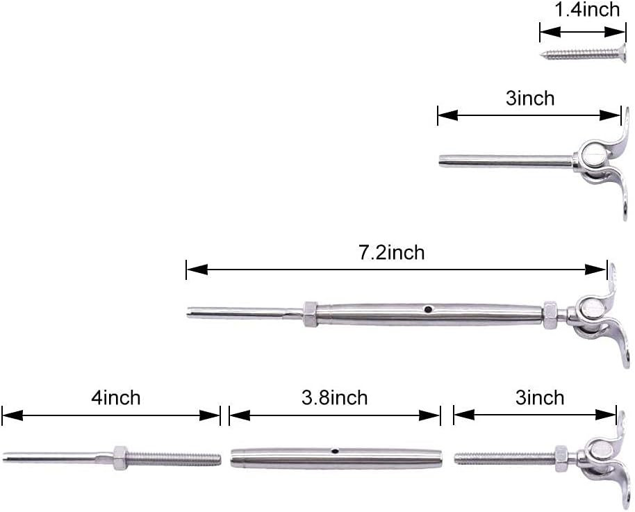 25 Pairs T316 Stainless Steel 180° Adjustable Angle Cable Railing Hardware Kit S586300