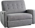 Grey Black Buttoned Fabric Reclining Loveseat G1048