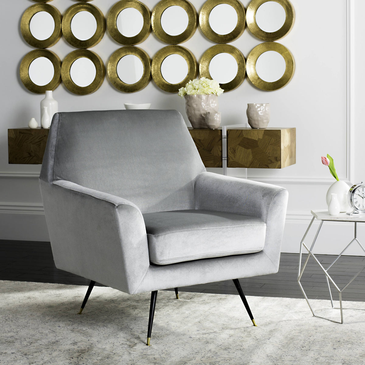 Light Grey Velvet Accent Chair I57016