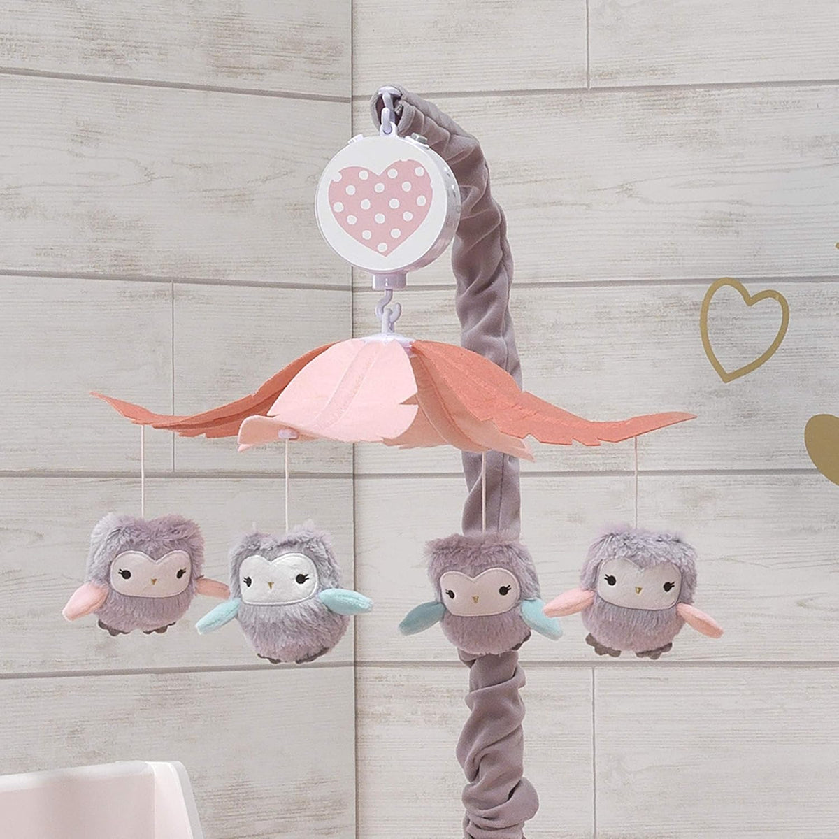 Gray/Pink Musical Baby Crib Mobile R8445