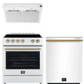 30 Electric Range, Range Hood and Dishwasher in White F746