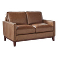 Camel Brown Leather Loveseat F952836