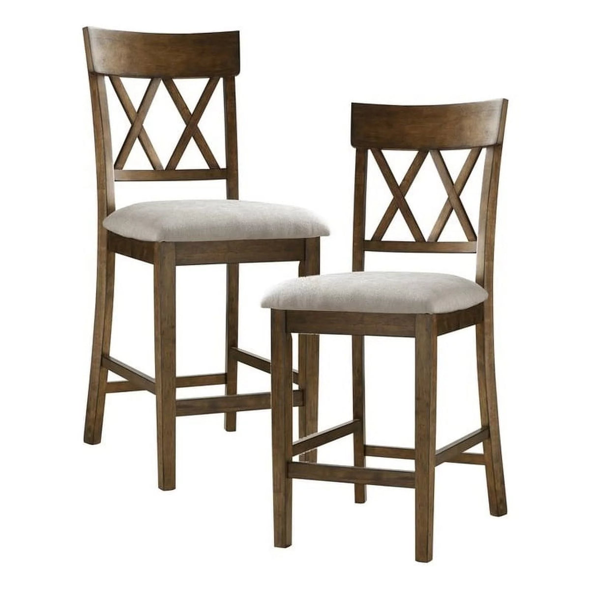 Oak Wood Crossback Counter Height Dining Chair Set of 2 I867321