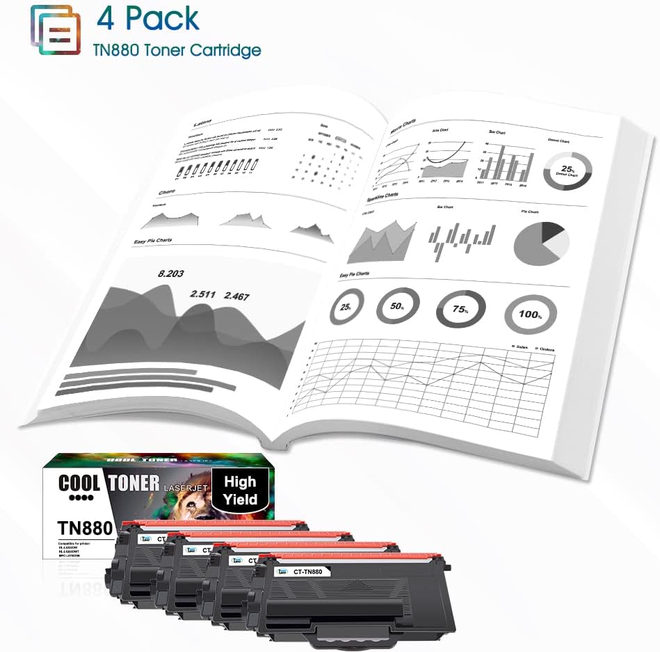 Compatible Toner Cartridge Replacement for Brother TN880 Black Ink 4Pack M149