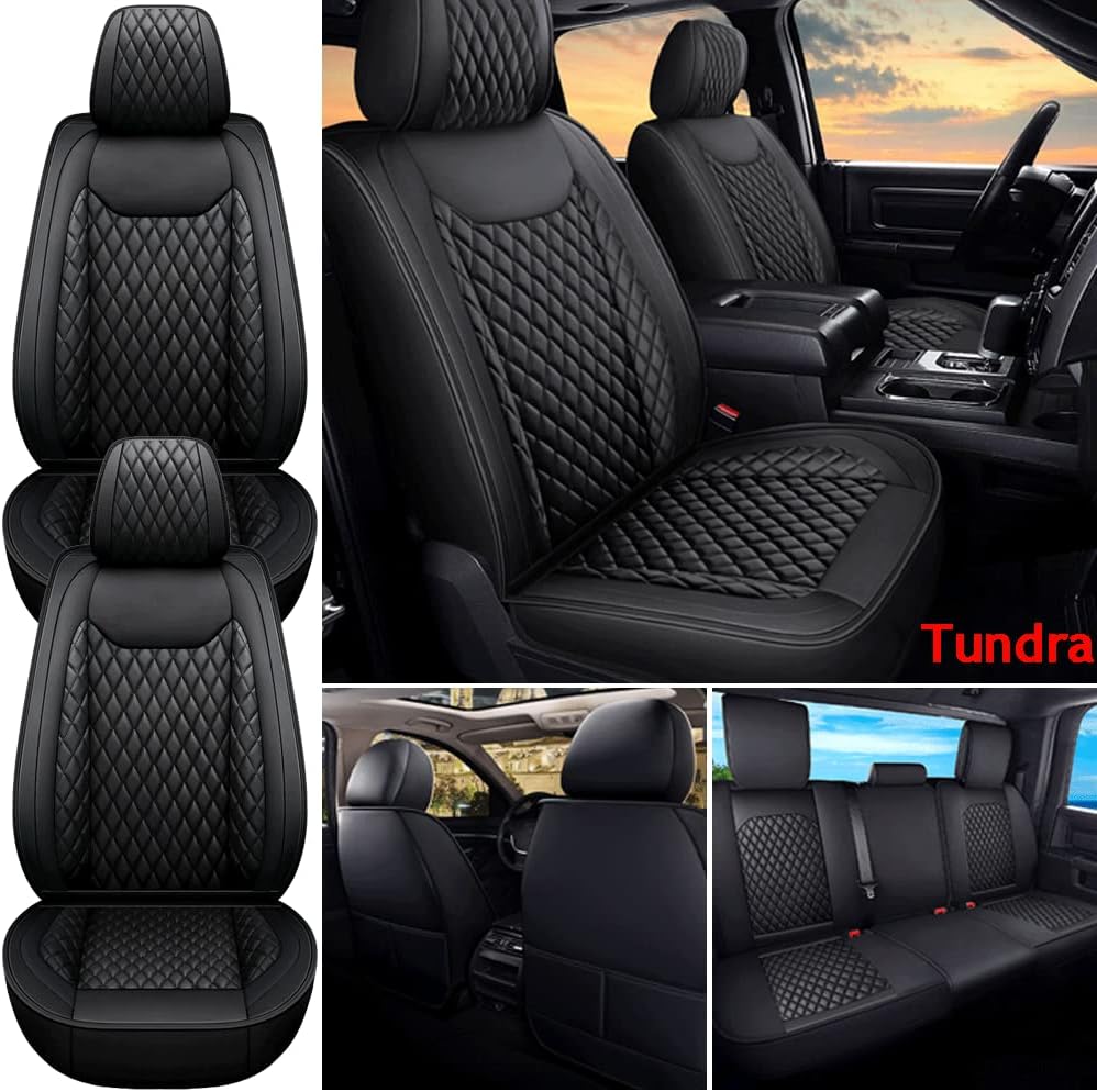 Black Waterproof Leather Car Seat Covers Full Set E5193