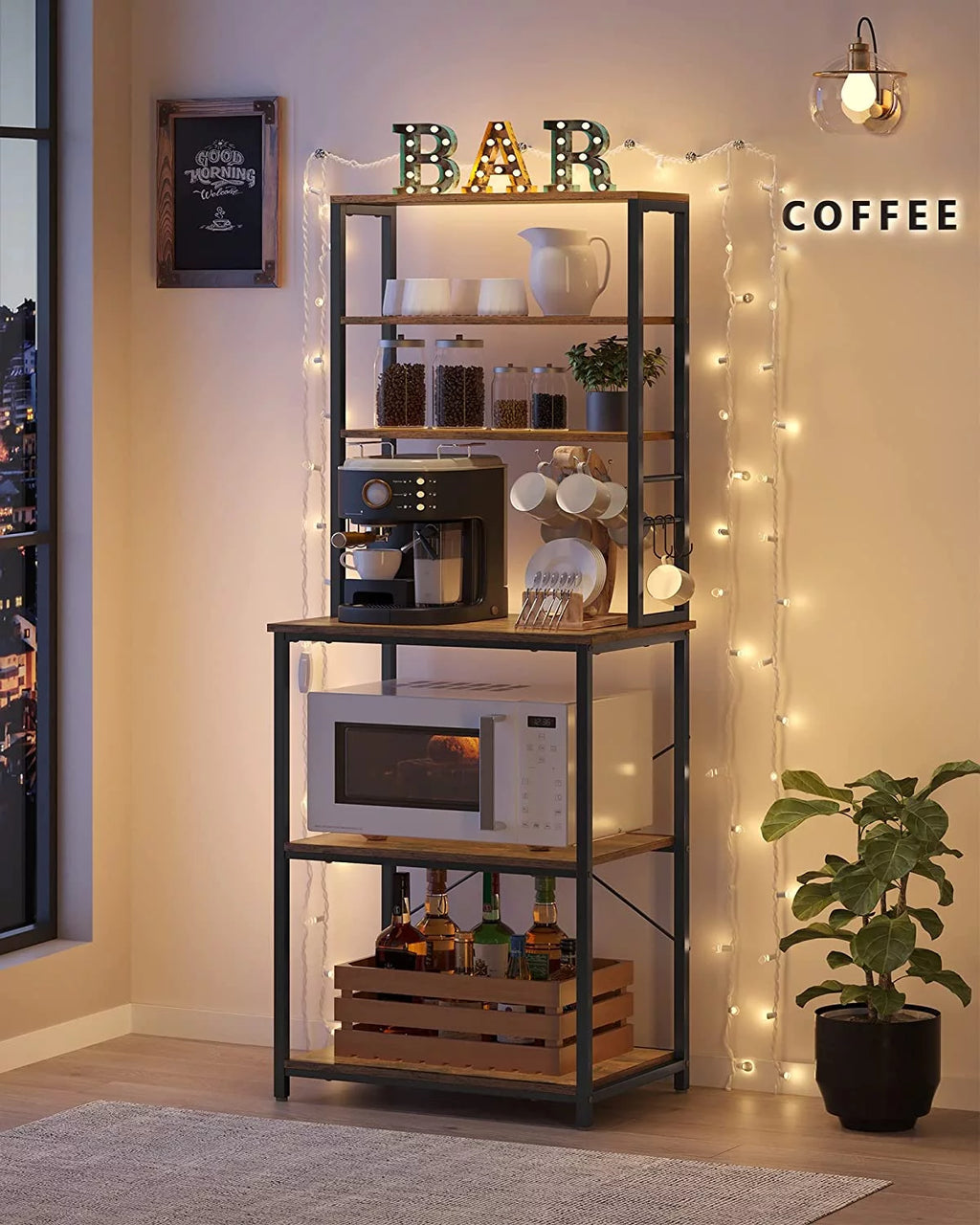6-Tier Kitchen Shelves with 6 Hooks P7026