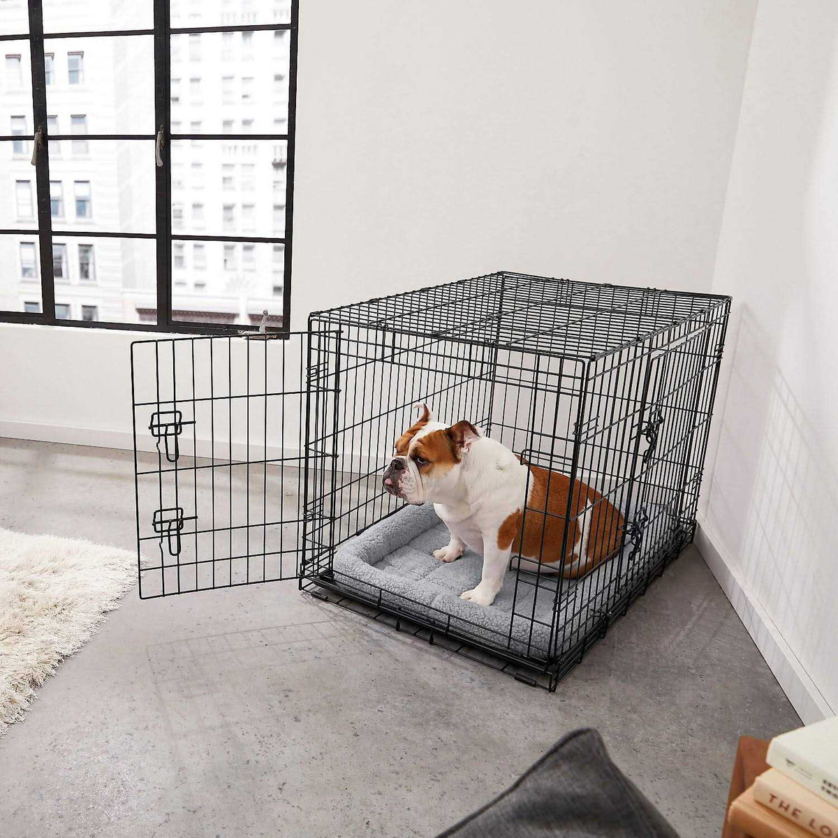 Heavy Duty Fold & Carry Double Door Collapsible Wire Dog Crate D670