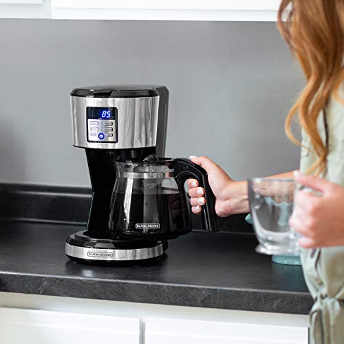 12-Cup Coffee Maker with Non-Drip Carafe and Removable Filter Basket, Black E680271