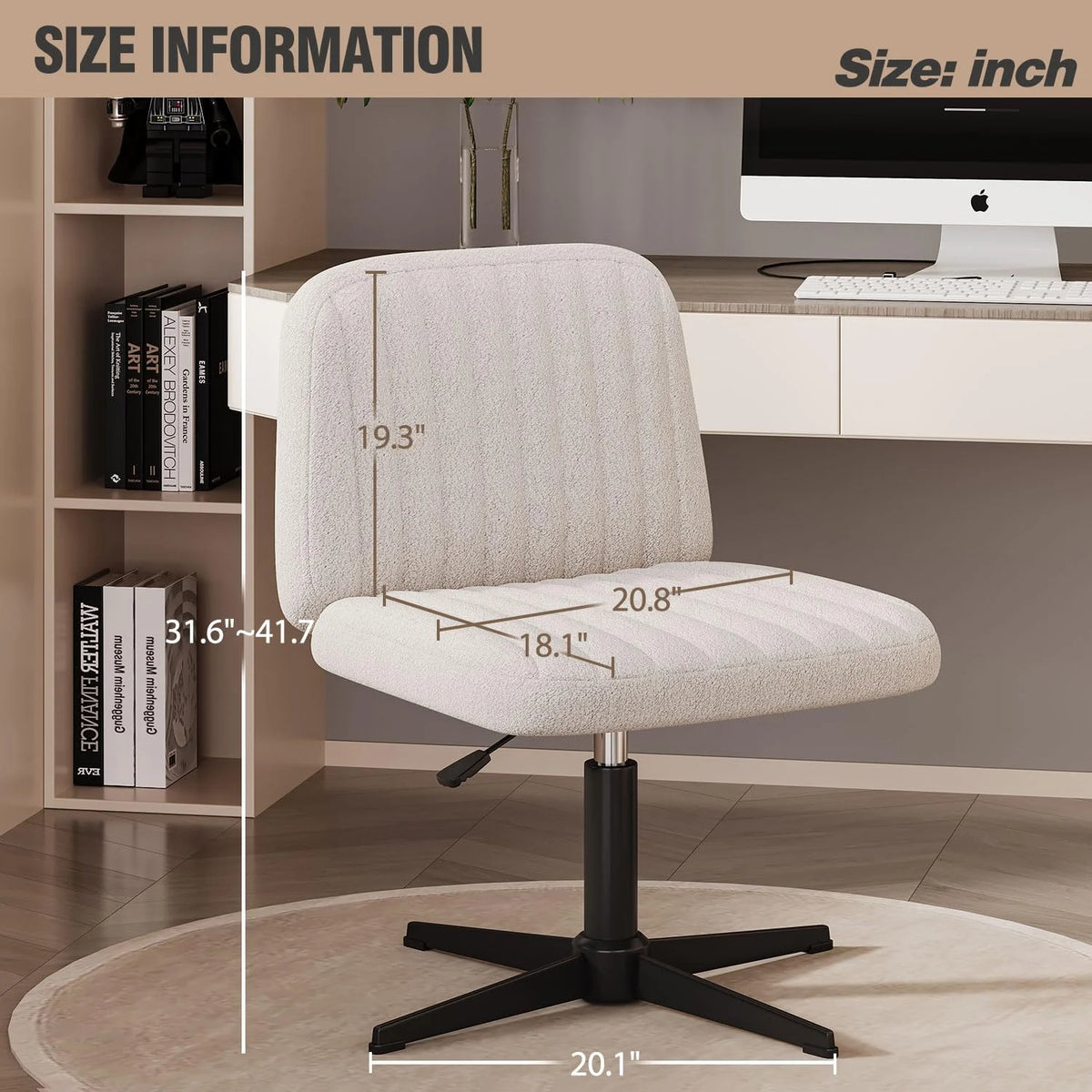 Armless Wide Seat Ergonomic Swivel Office Chair U925