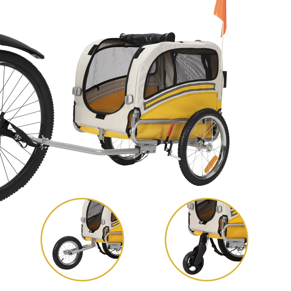 3-in-1 Dog Bicycle Trailer, Dog Stroller, and Dog Jogging Stroller, Orange Z364