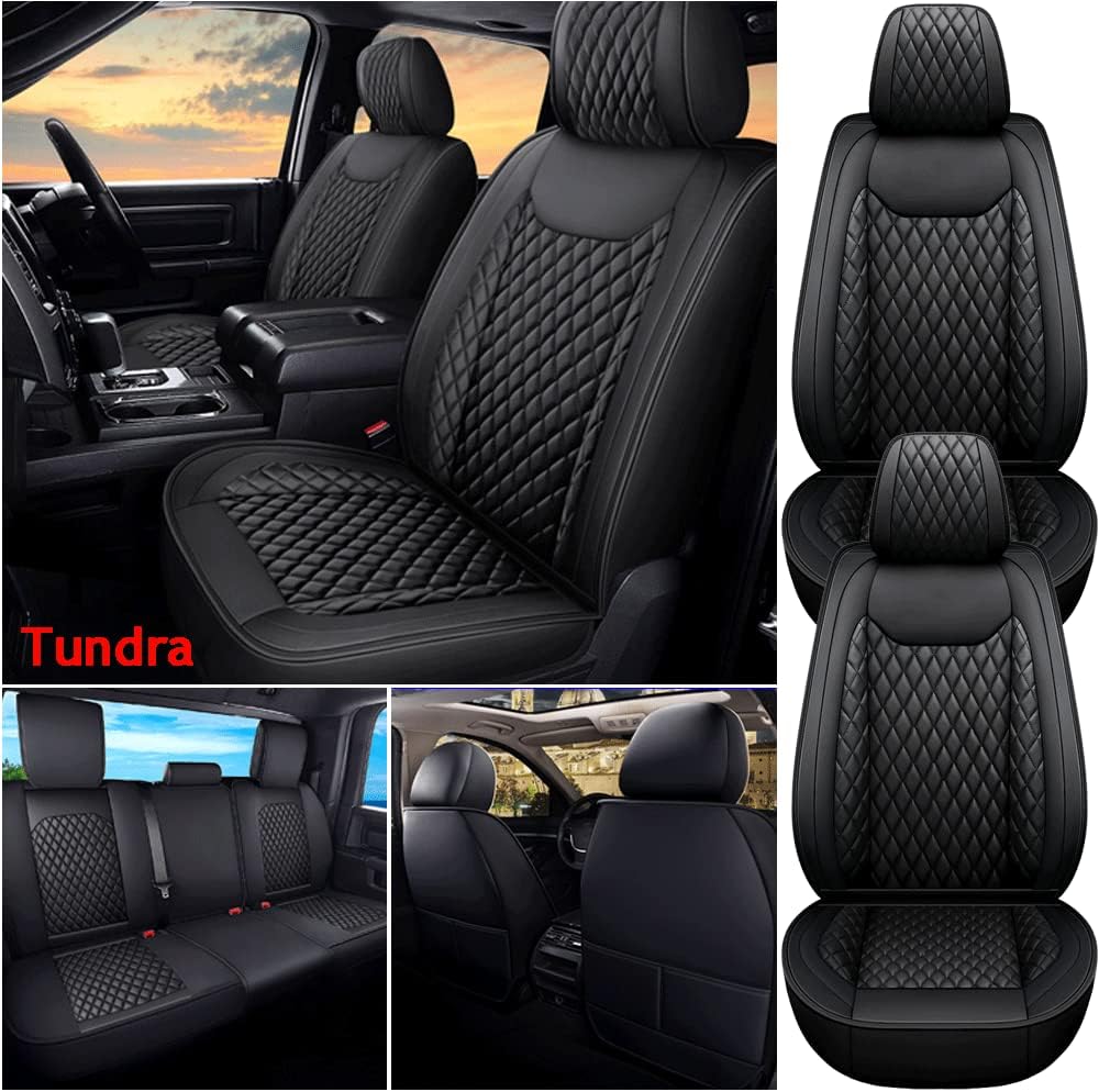 Black Waterproof Leather Car Seat Covers Full Set E5193