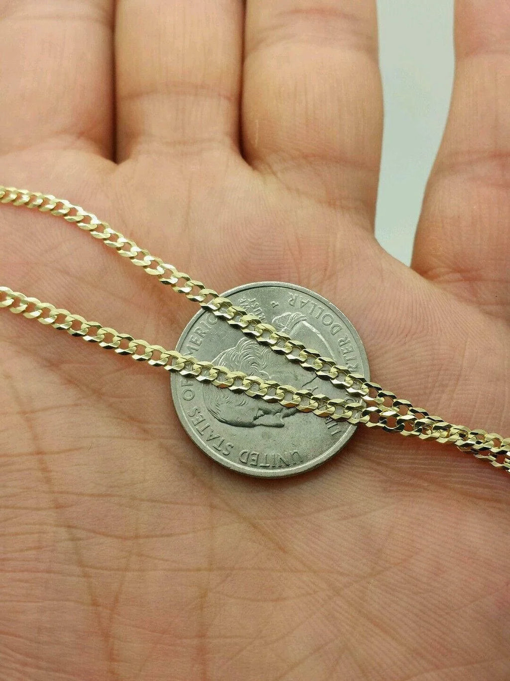 14K Solid Yellow Gold Cuban Chain Necklace Z389059