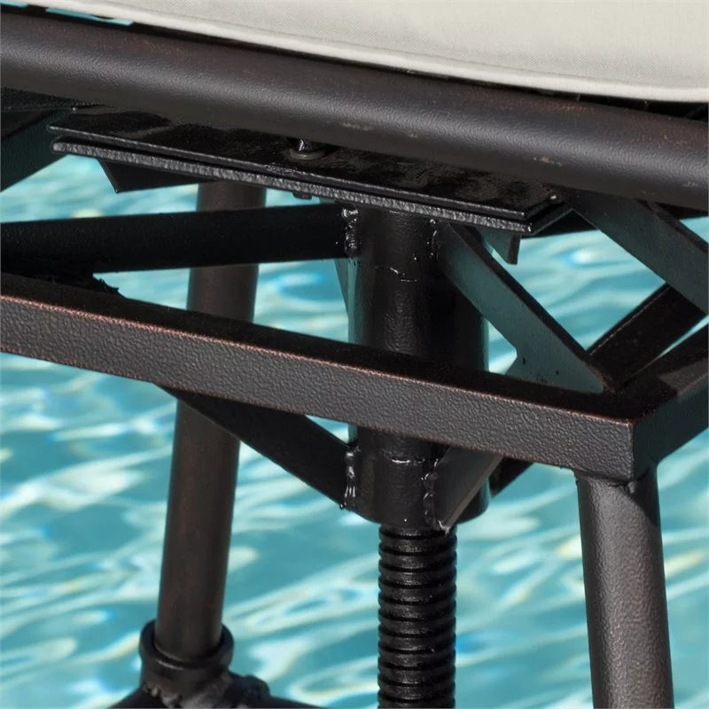 Adjustable Barstool Set of 2 Black Copper Beige X235