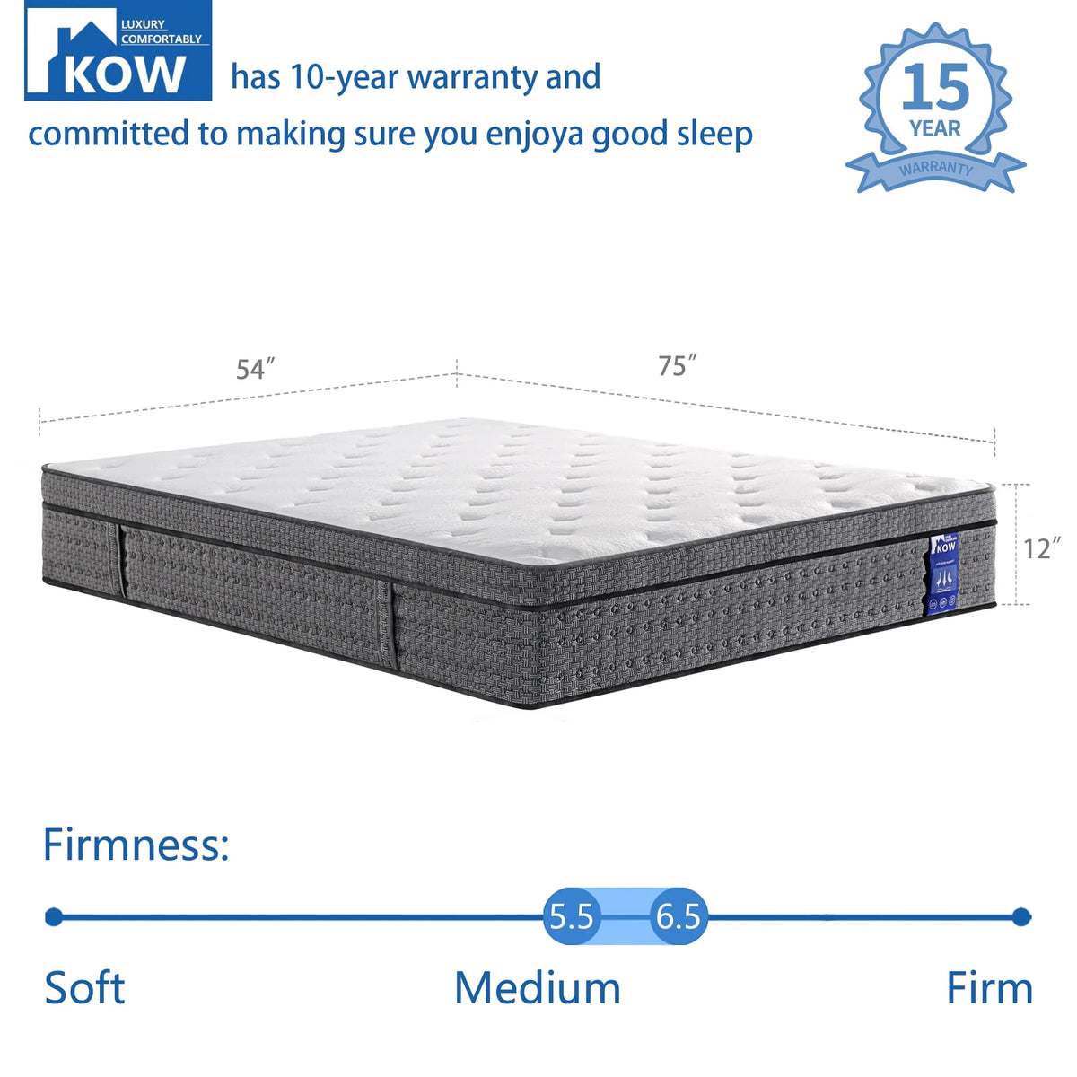 12 inch Full Size Gel Memory Foam Hybrid Mattress W507596