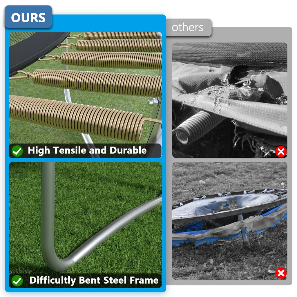 Large 2-IN-1 Trampoline with Hoop, High Density Net, 4 Steel Support Q291