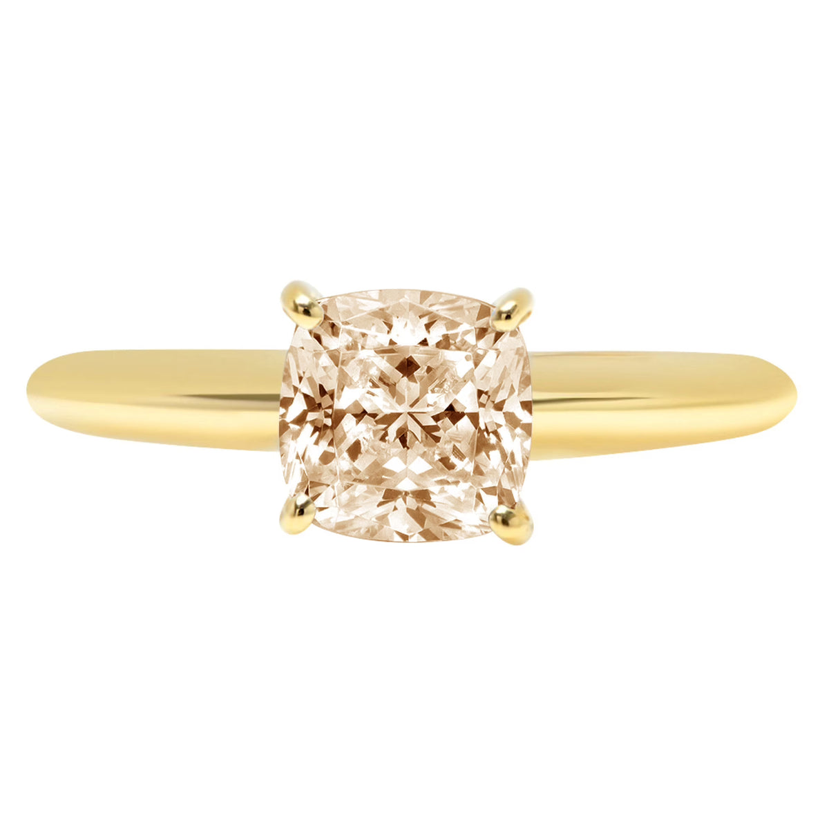 2.5ct Cushion Cut Yellow Moissanite 14k Yellow Gold Ring Size 8.5 T828
