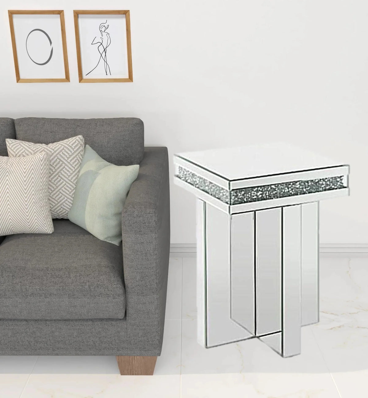 Mirrored Manufactured Wood Square End Table H193684