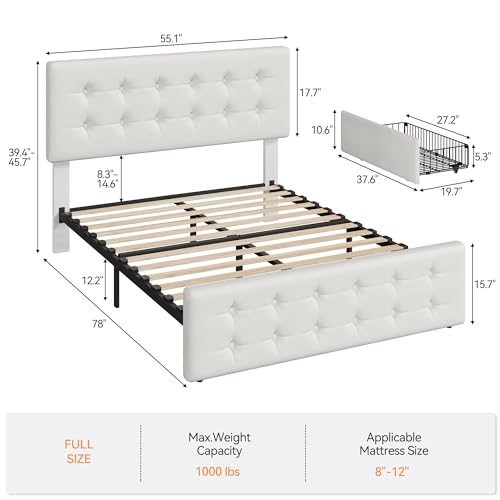 Black Queen Size Faux Leather Upholstered Platform Bed Frame with 4 Storage Drawers and Headboard C4351