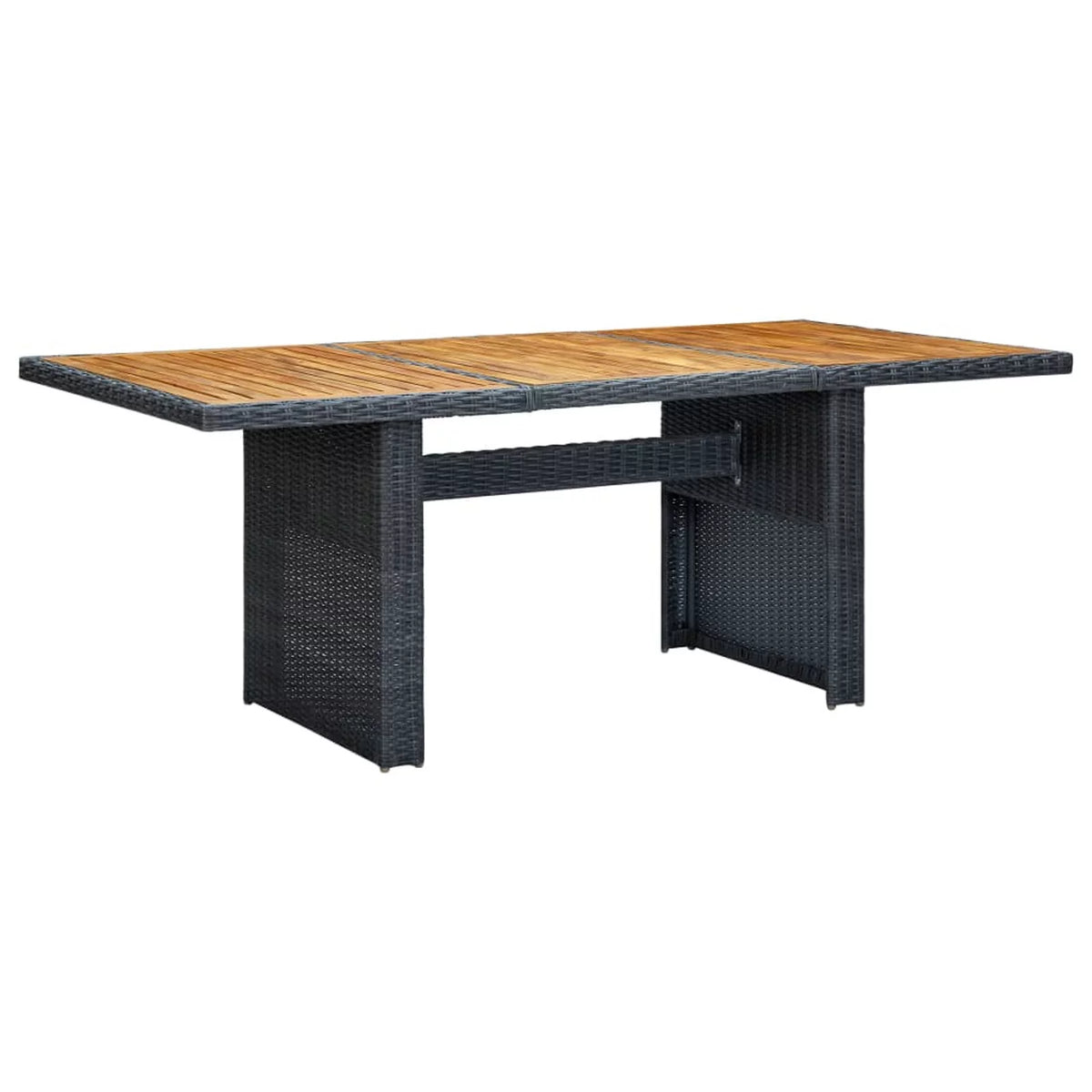 Acacia Wood Top Poly Rattan Outdoor Dining Table K9694