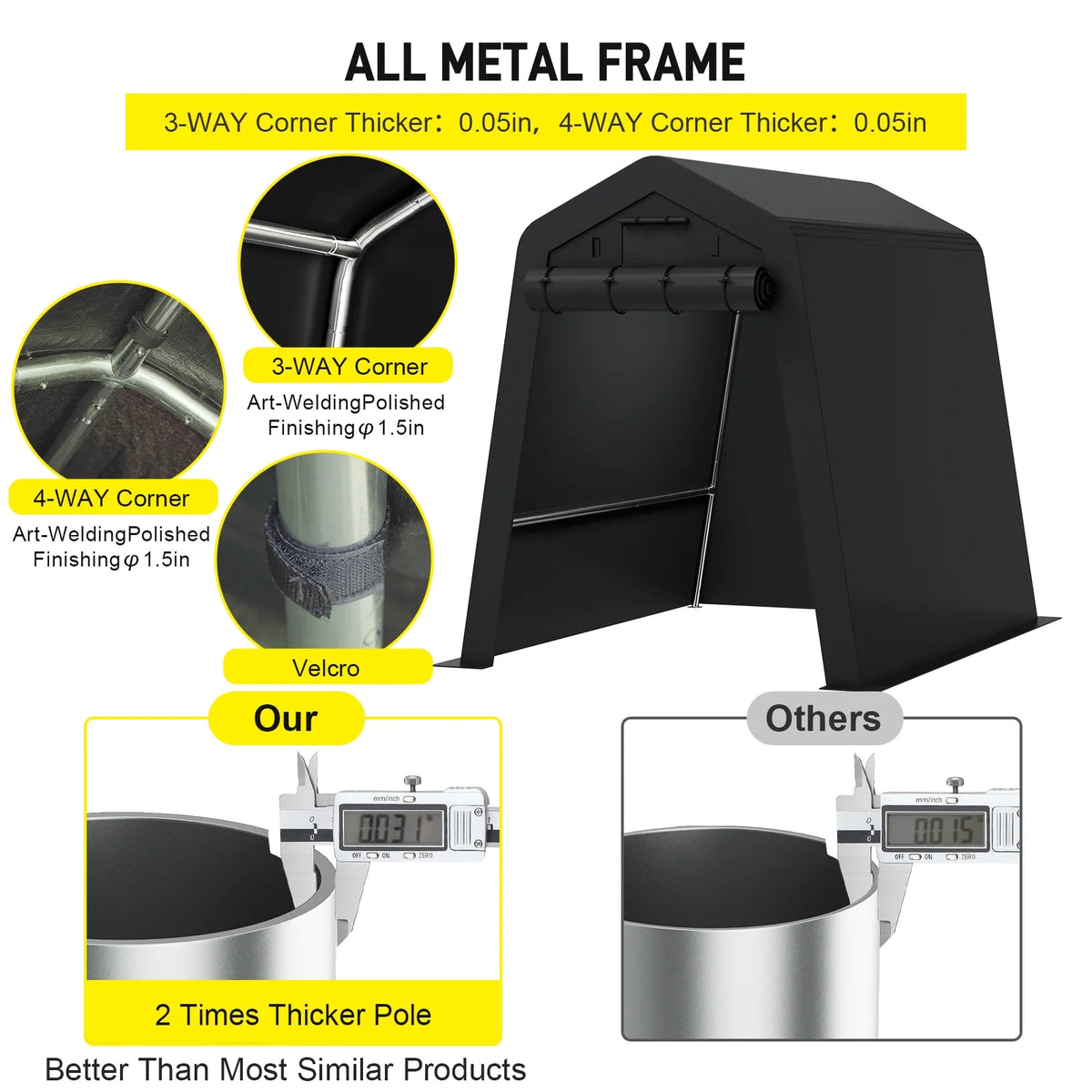 6x6ft Portable Outdoor Storage Shed with Roll-up Zipper Door R970290