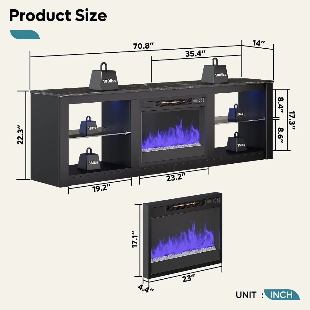Black Electric Fireplace TV Stand K821