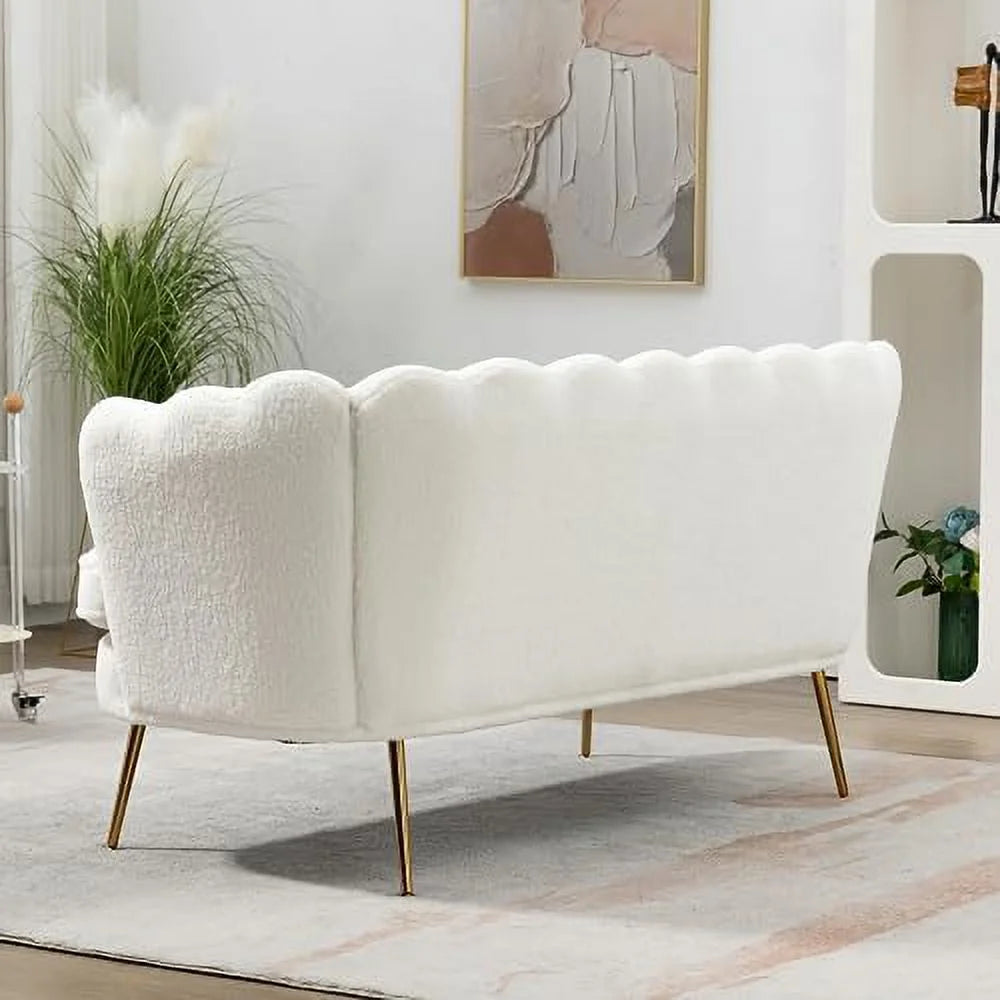 Boucle Loveseat Sofa with Gold Metal Legs P86245